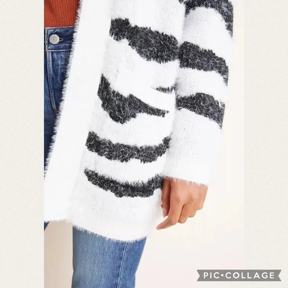 Anthropologie Line and Dot Zebra Eyelash Cardigan (Price Firm) - Picture 2 of 9